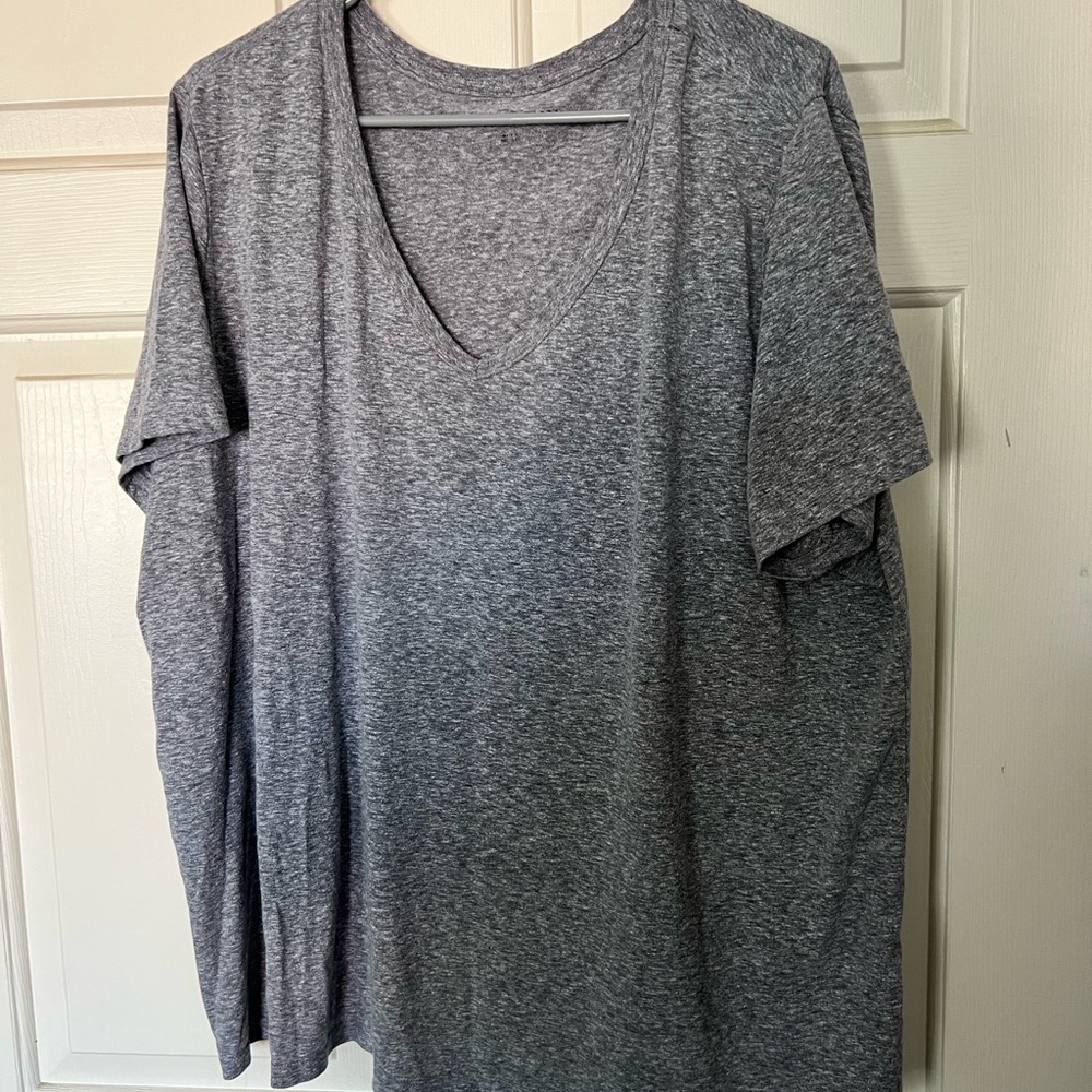 Gray V-neck shirt